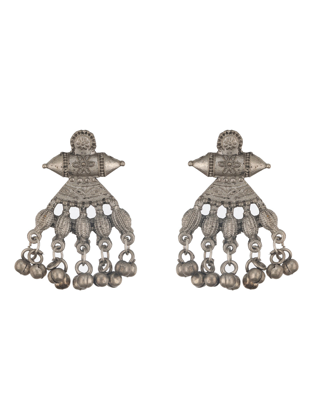 Jazz And Sizzle Oxidized Silver-Plated Artificial Stone Beaded Peacock Shaped Jewelry Set - Jazzandsizzle