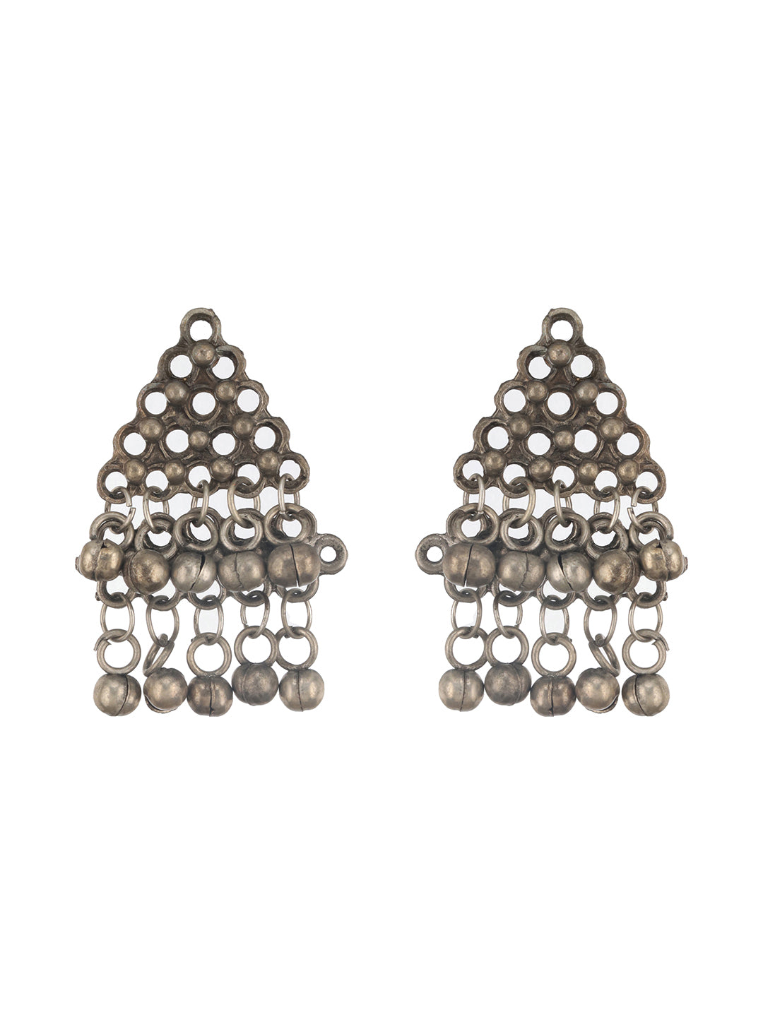 Jazz And Sizzle Oxidized Silver-Plated & Ghungroo Beaded Floral Jewelry Set