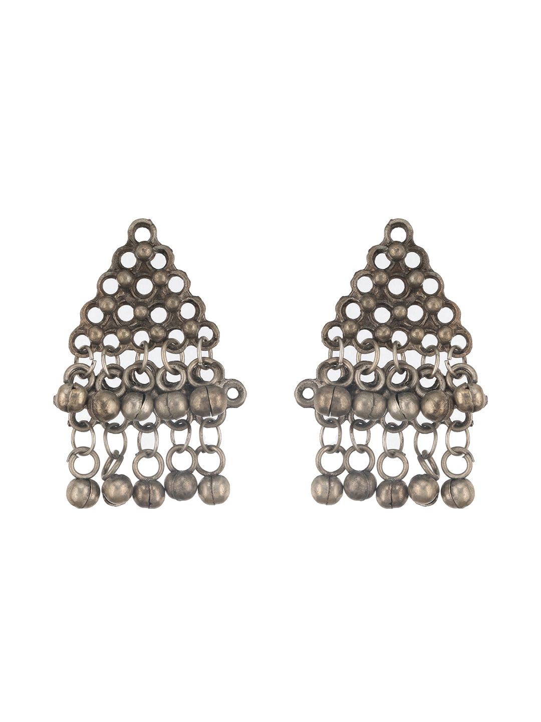 Jazz And Sizzle Oxidized Silver-Plated & Ghungroo Beaded Floral Jewelry Set