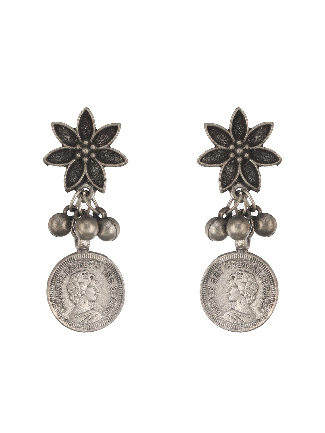 Jazz And Sizzle Oxidized Silver-Plated Coin &  Beaded Jewellery Set