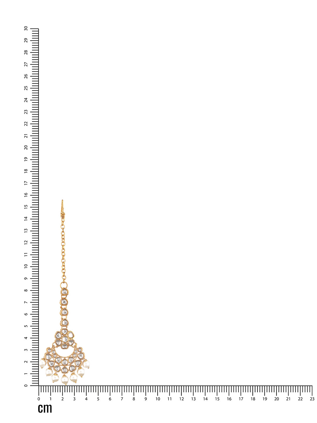Jazz And Sizzle Gold-Plated & Off-White Artificial Stone-Studded Beaded Maang Tikka - Jazzandsizzle