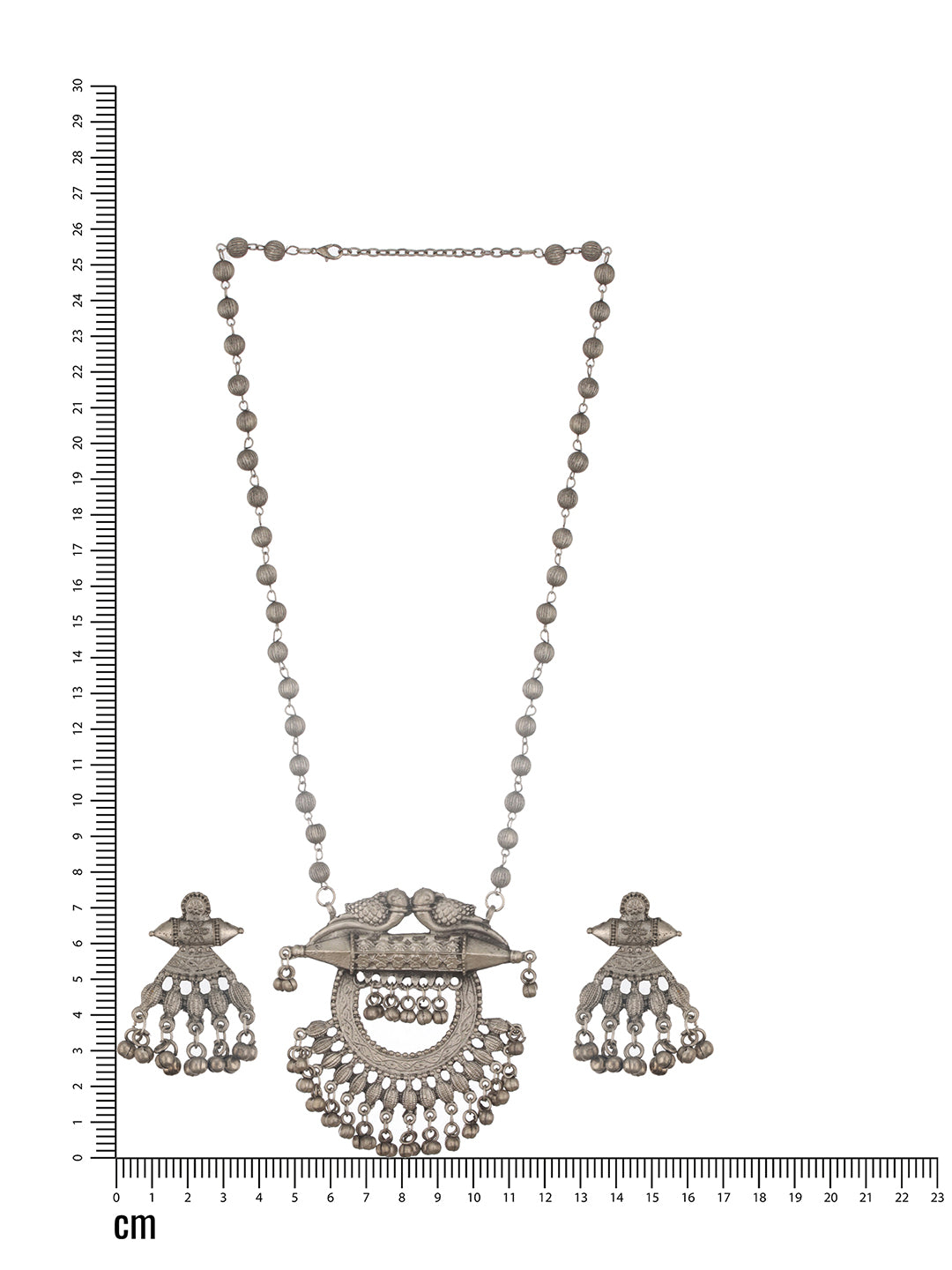 Jazz and Sizzle Oxidized Silver-Plated Artificial Stone Beaded Peacock Shaped Jewelry Set