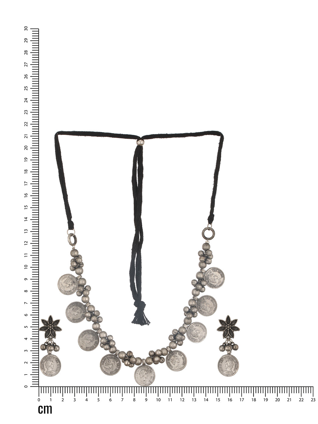 Jazz And Sizzle Oxidized Silver-Plated Coin & Beaded Jewellery Set - Jazzandsizzle