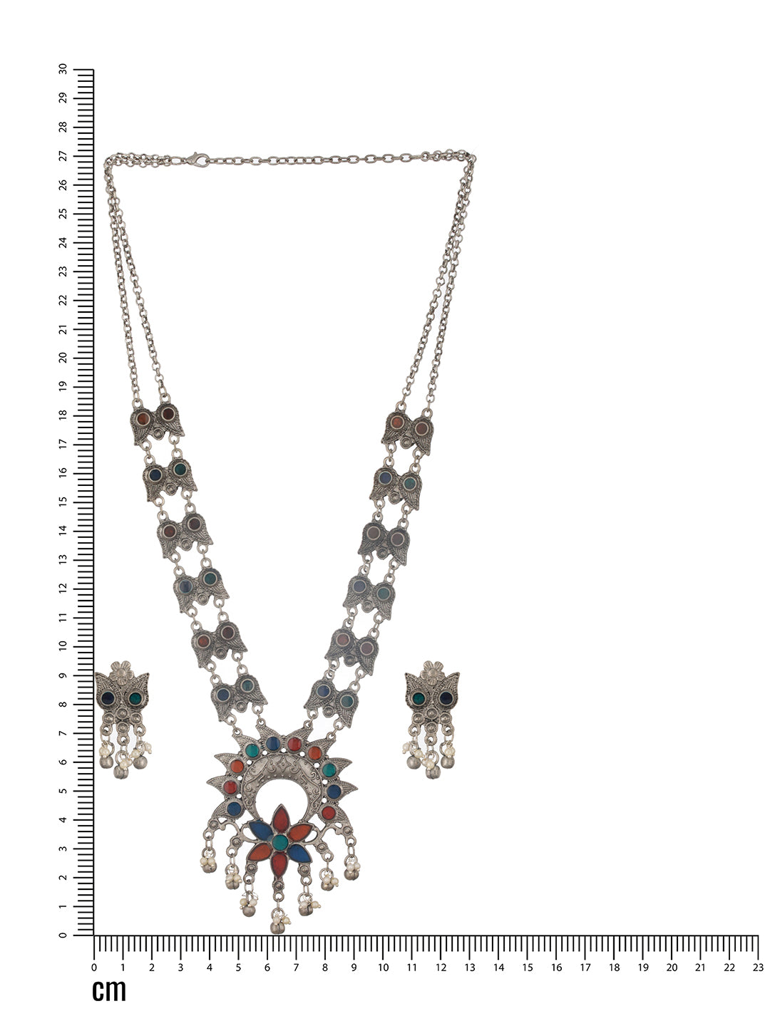 Jazz And Sizzle Oxidized Silver-Plated & Ghungroo Beaded Floral Jewelry Set