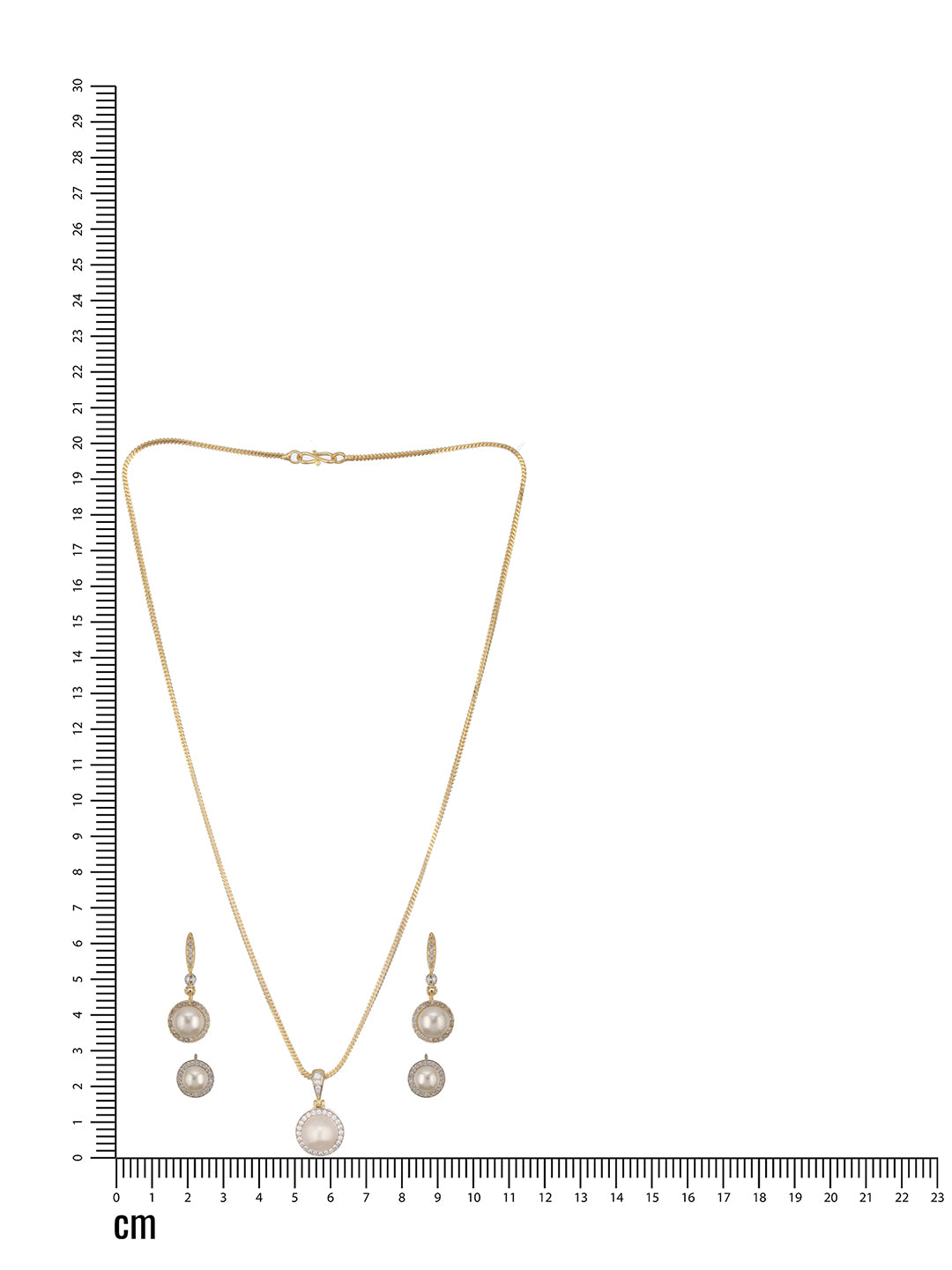 Jazz And Sizzle Rose Gold Plated & White American Diamond-Studded Pendent Set with Drop & Stud Earrings