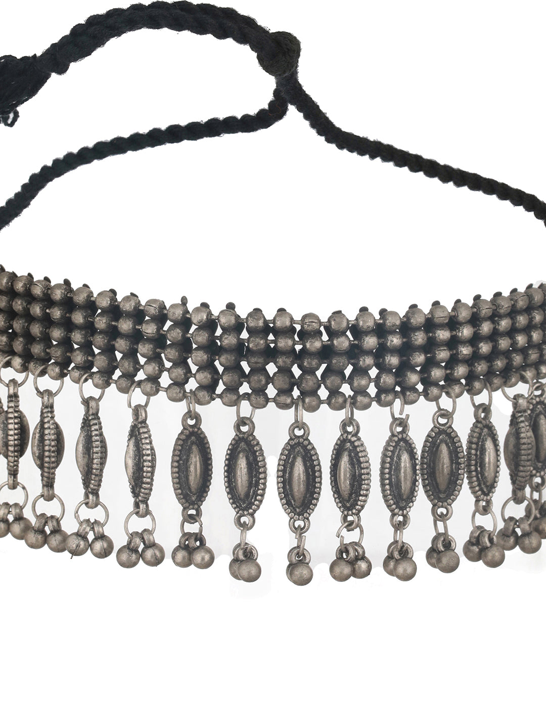 Jazz and Sizzle Metallic Silver Plated & Beaded Oxidized Jewellery Set
