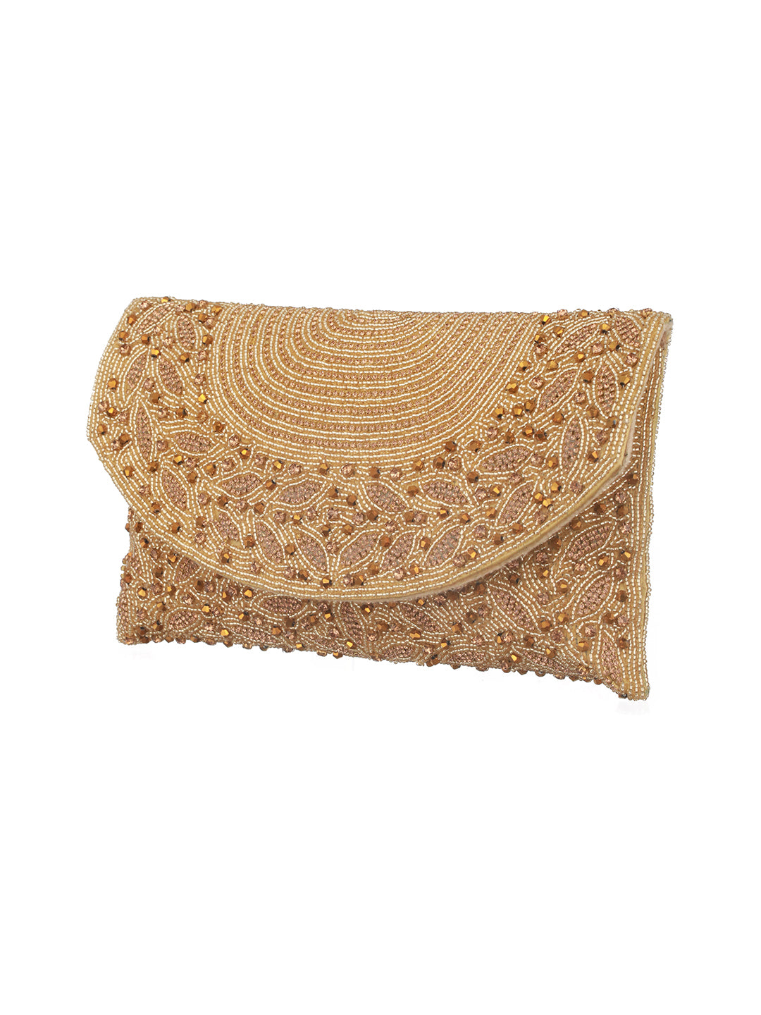 Jazz And Sizzle Golden Sequin Work Beaded Clutch Bag