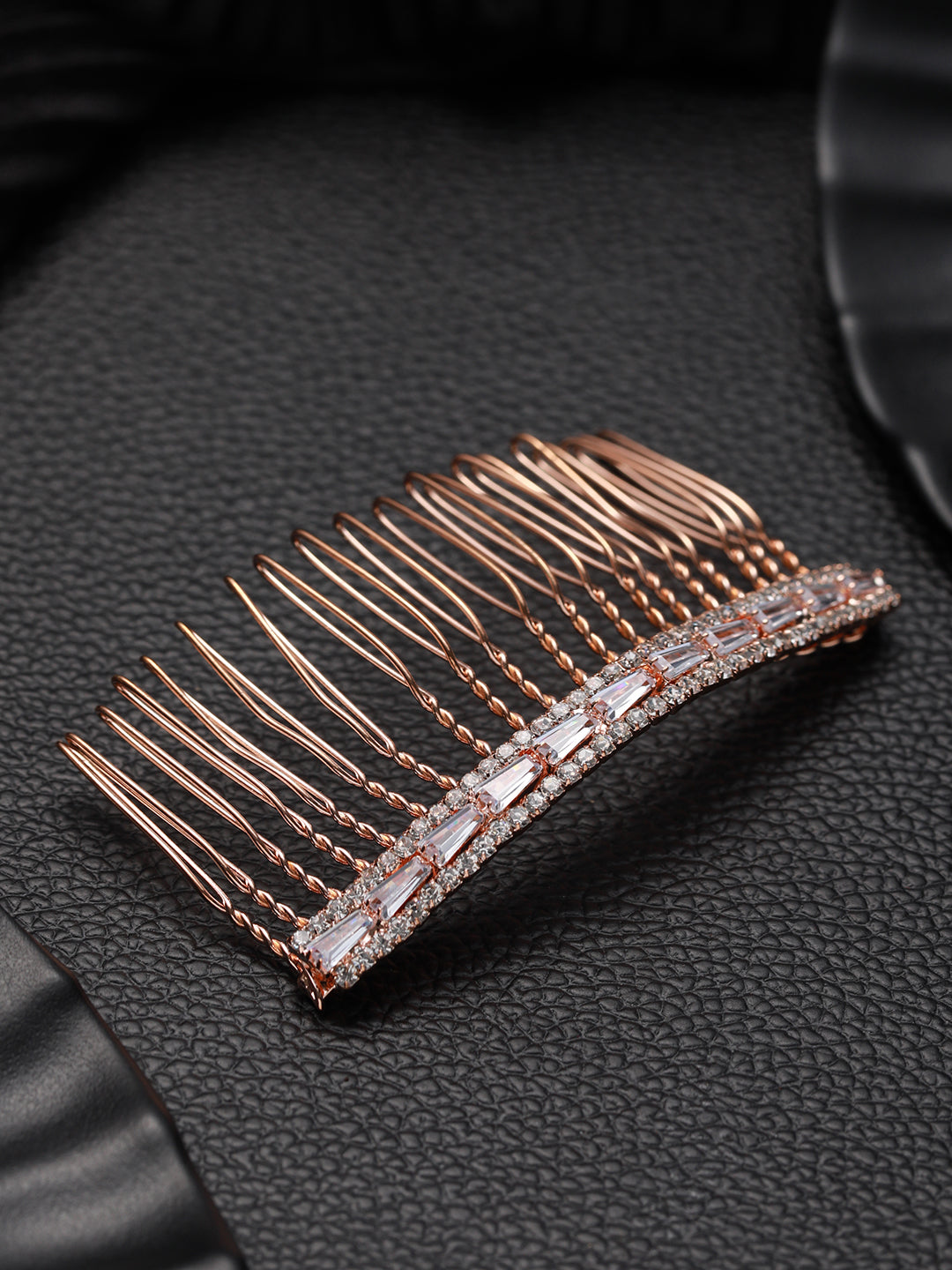 Women Rose Gold Plated & White Embellished Comb Pin - Jazzandsizzle