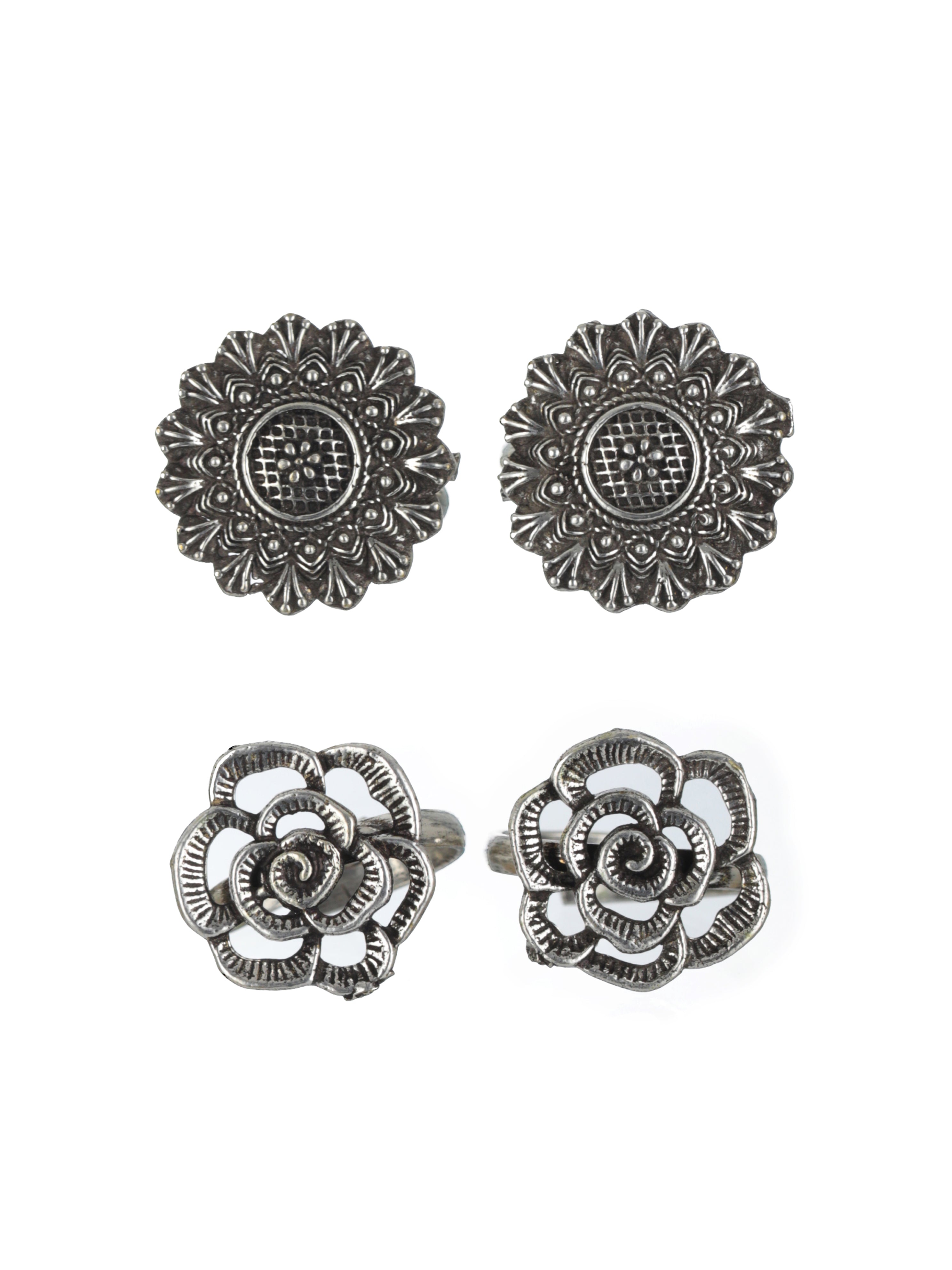 Set Of 2 Silver-Toned Oxidized Adjustable Toe Rings - Jazzandsizzle