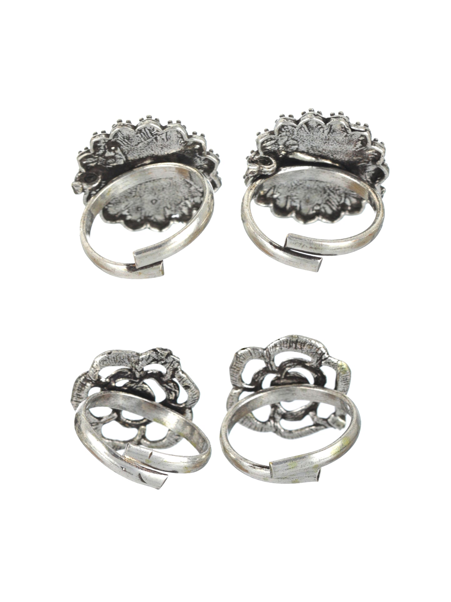 Set Of 2 Silver-Toned Oxidized Adjustable Toe Rings - Jazzandsizzle