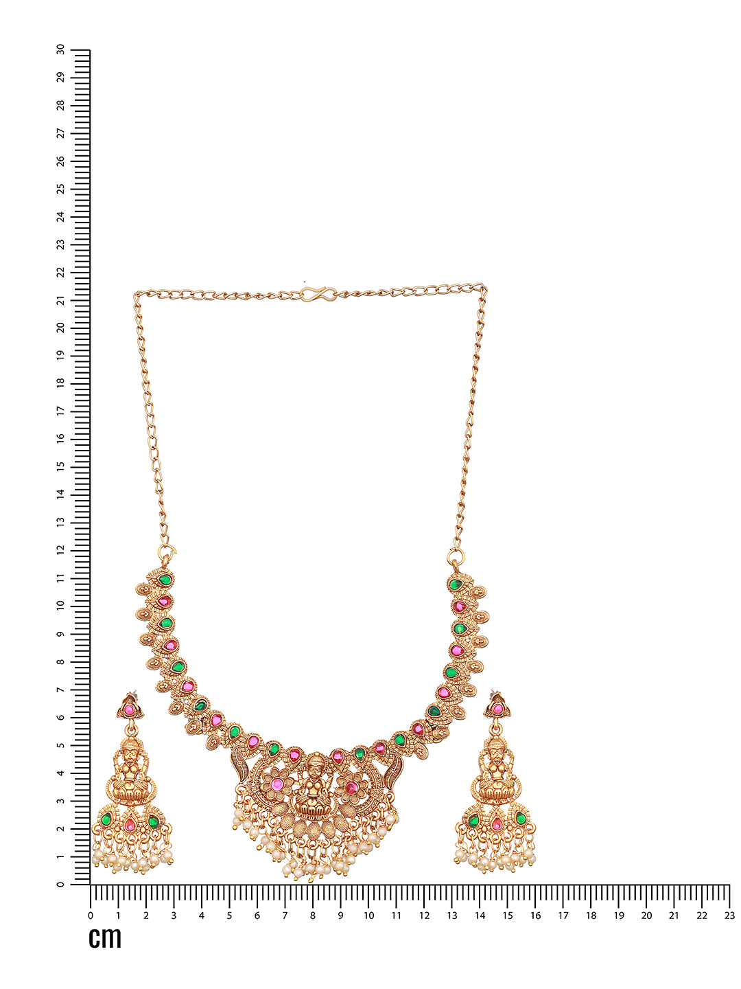 Jazz and Sizzle Gold-Plated Stones Studded & Beads Beaded Temple Necklace With Earrings