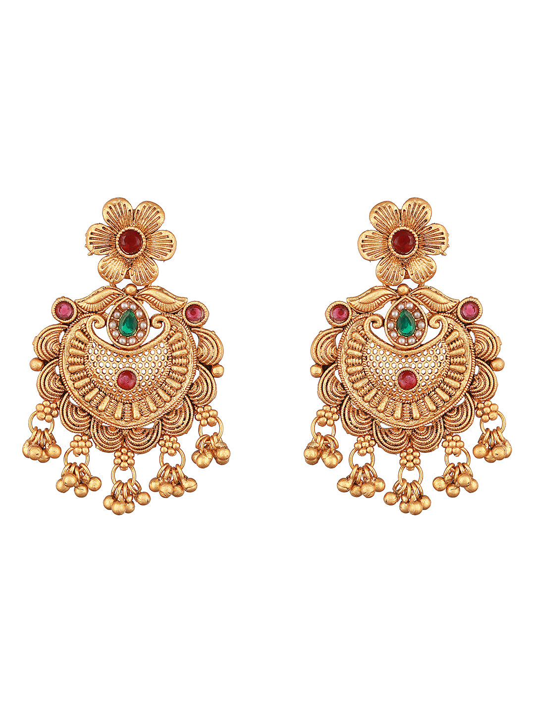 Gold-Toned Contemporary Jhumkas Earrings - Jazzandsizzle