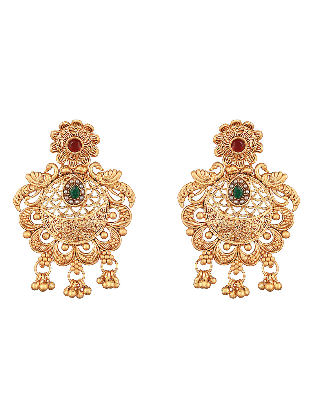 Gold-Toned Contemporary Jhumkas Earrings - Jazzandsizzle
