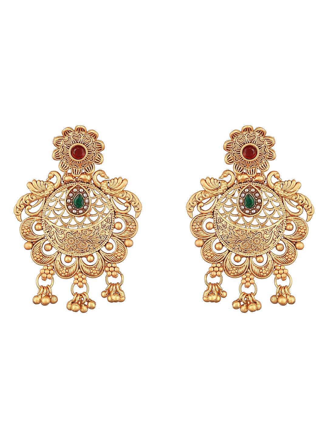 Gold-Toned Contemporary Jhumkas Earrings - Jazzandsizzle