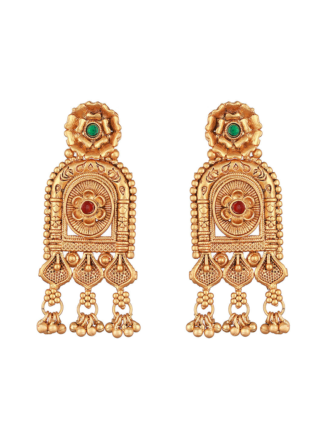 Gold-Toned Dome Shaped Jhumkas Earrings - Jazzandsizzle