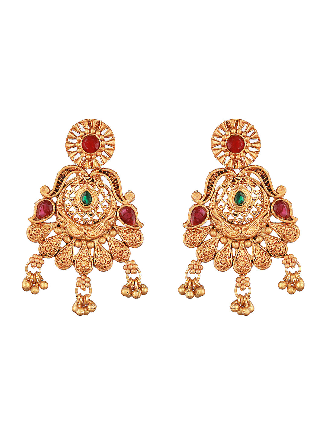 Gold-Toned Dome Shaped Drop Earrings - Jazzandsizzle