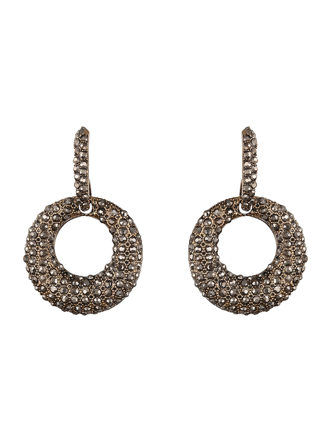 JAZZ AND SIZZLE Black Toned & Gold Plated Circular Drop Earrings - Jazzandsizzle