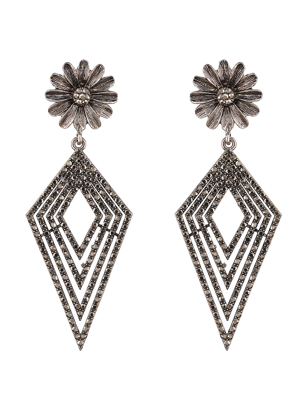 JAZZ AND SIZZLE Silver-Toned Triangular Shaped Drop Earrings - Jazzandsizzle