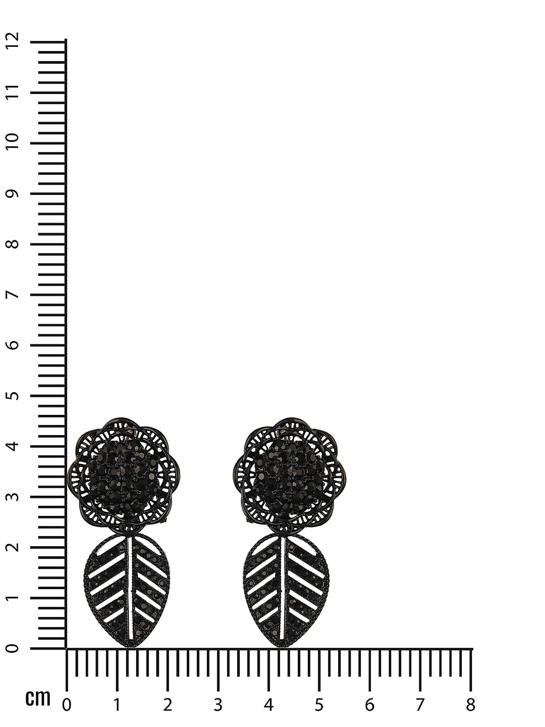 JAZZ AND SIZZLE Black-Toned Floral Shaped Drop Earrings - Jazzandsizzle