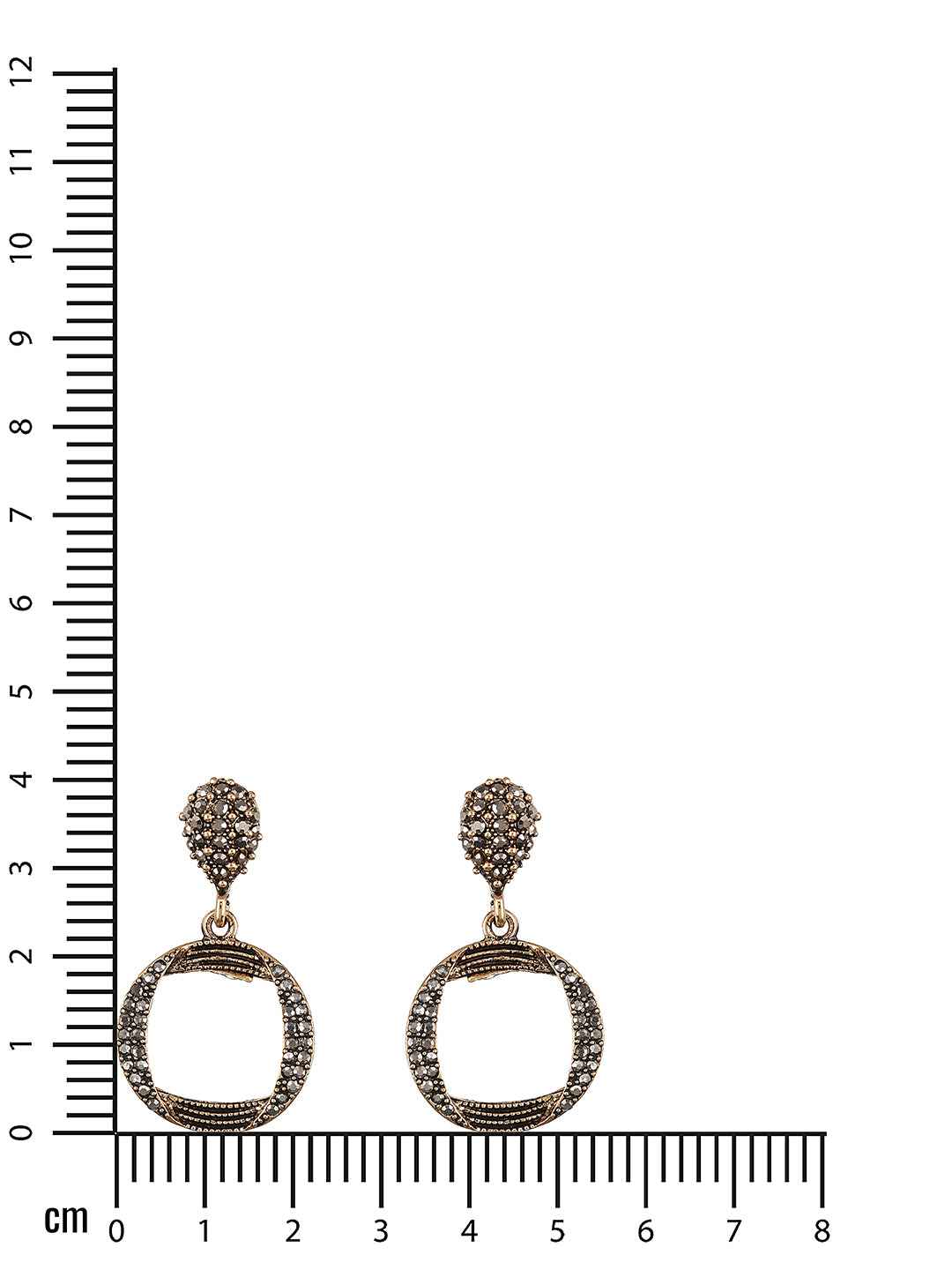 JAZZ AND SIZZLE Gold-Toned & CZ Studded Circular Drop Earrings - Jazzandsizzle