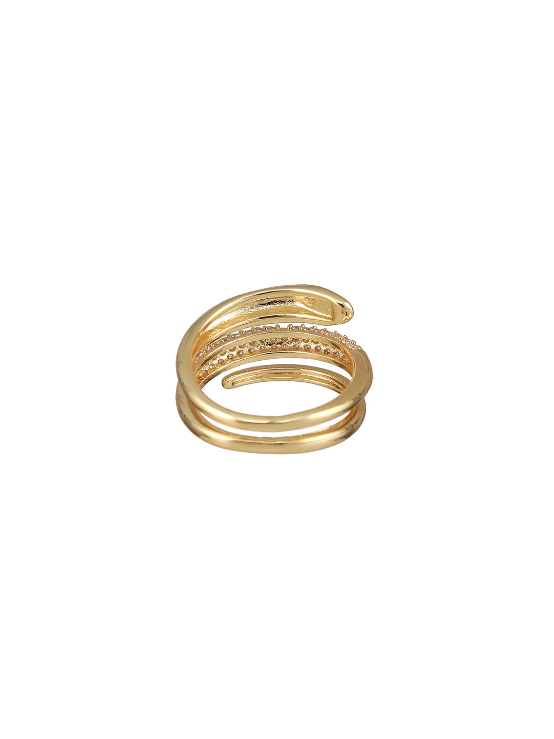 Gold-Plated AD-Studded Adjustable Finger Ring - Jazzandsizzle