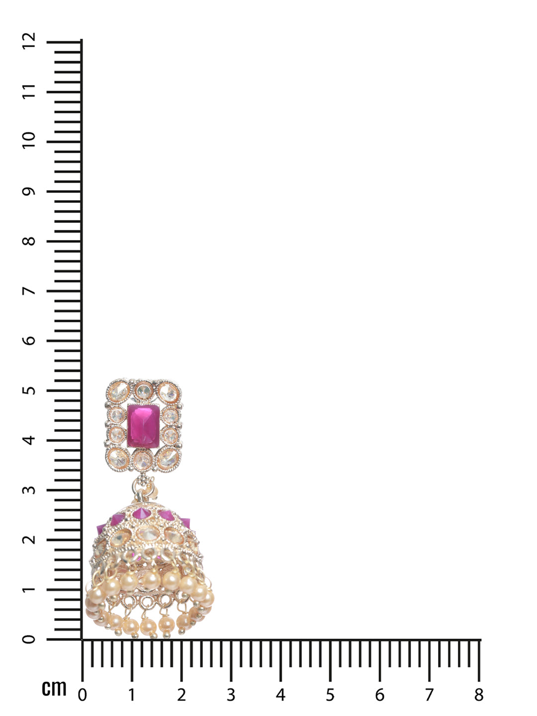 Pink Coloured Gold-Plated AD-Studded Handcrafted Square Shaped Jhumka earrings - Jazzandsizzle