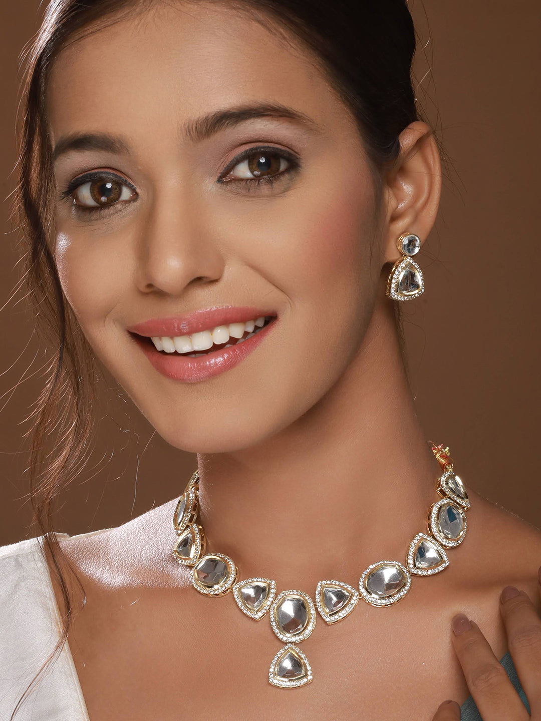 Silver-Plated CZ Stone-Studded Jewellery Set - Jazzandsizzle