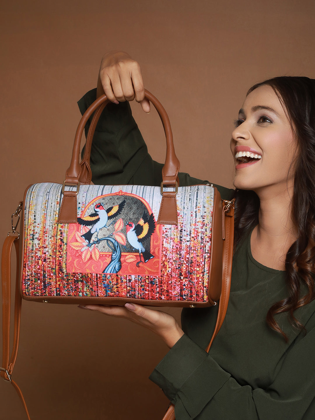 Bird Motif-Printed Fabric Embroidered Handheld Bags - Jazzandsizzle