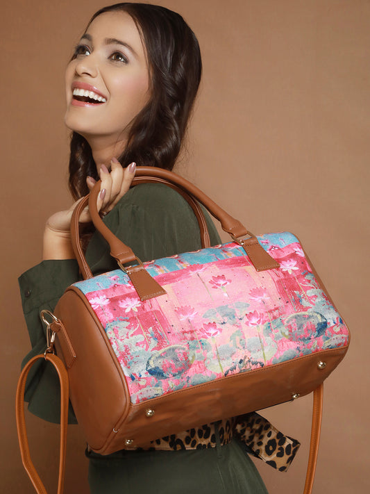 Lotus Motifs Printed Duffel Bag - Jazzandsizzle