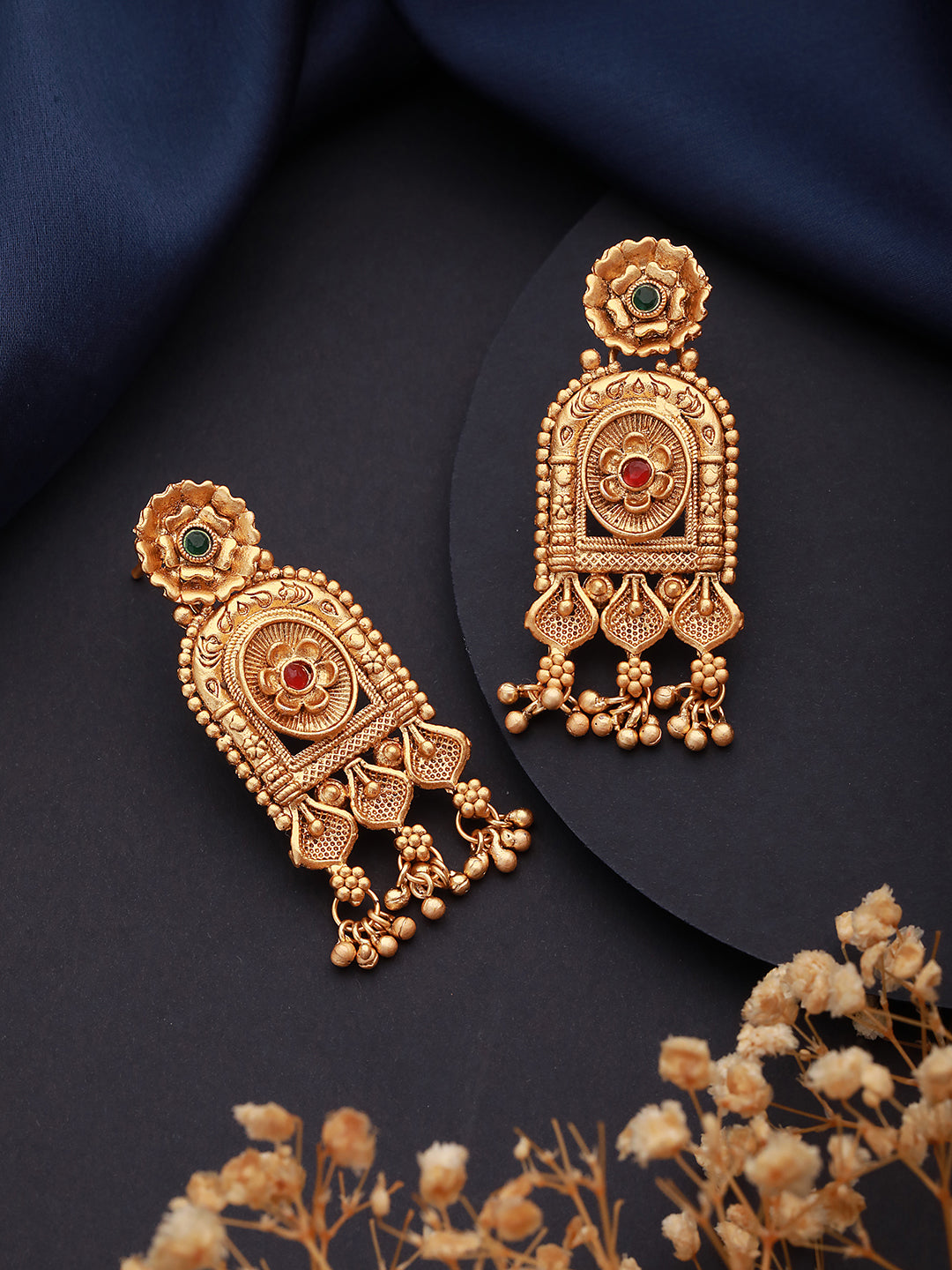 Gold-Toned Dome Shaped Jhumkas Earrings - Jazzandsizzle