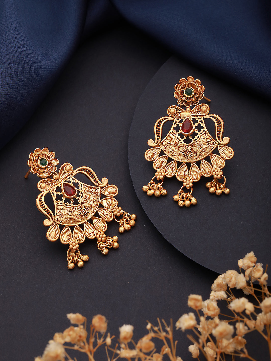 Gold-Toned Contemporary Studs Earrings - Jazzandsizzle