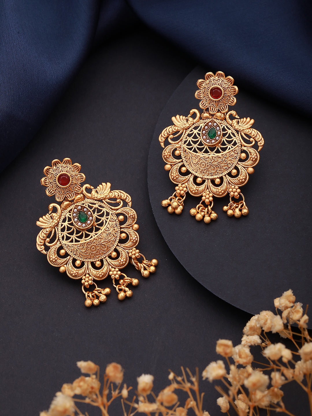 Gold-Toned Contemporary Jhumkas Earrings - Jazzandsizzle