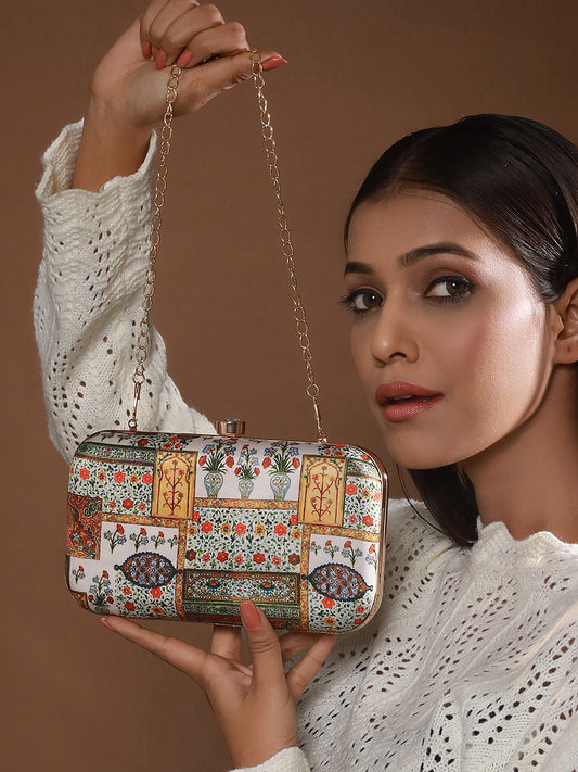 Ethnic Motif Printed Box Clutch - Jazzandsizzle