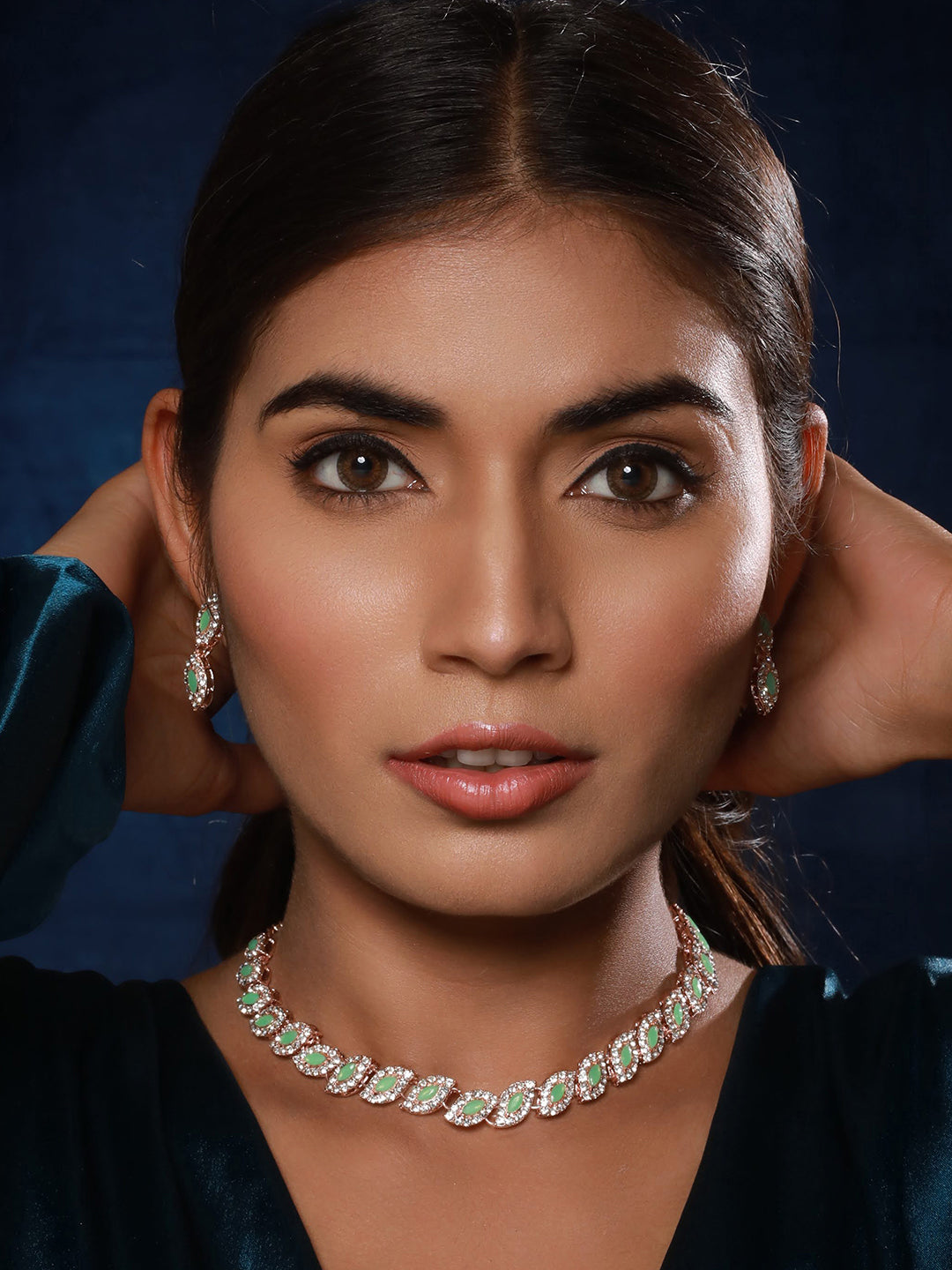 Jazz and Sizzle Set Of 2 Rose Gold Plated CZ Studded Jewellery Set