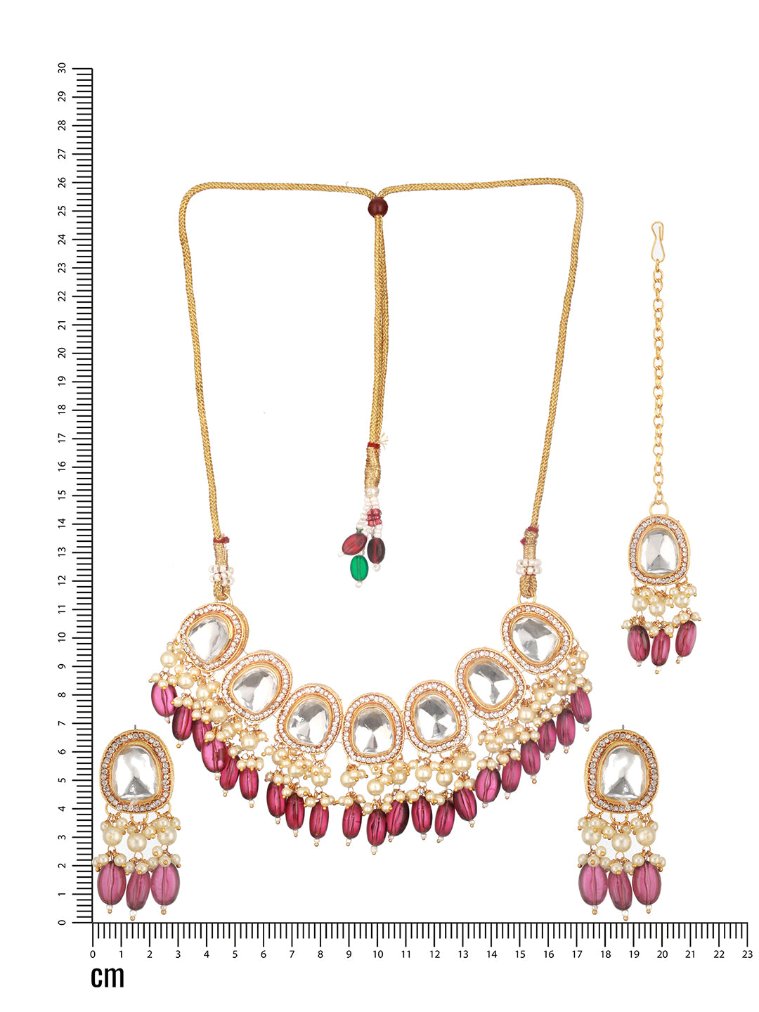 Jazz And Sizzle Gold Plated Kundan Studded & Beaded Jewelry Set With Maangtikka