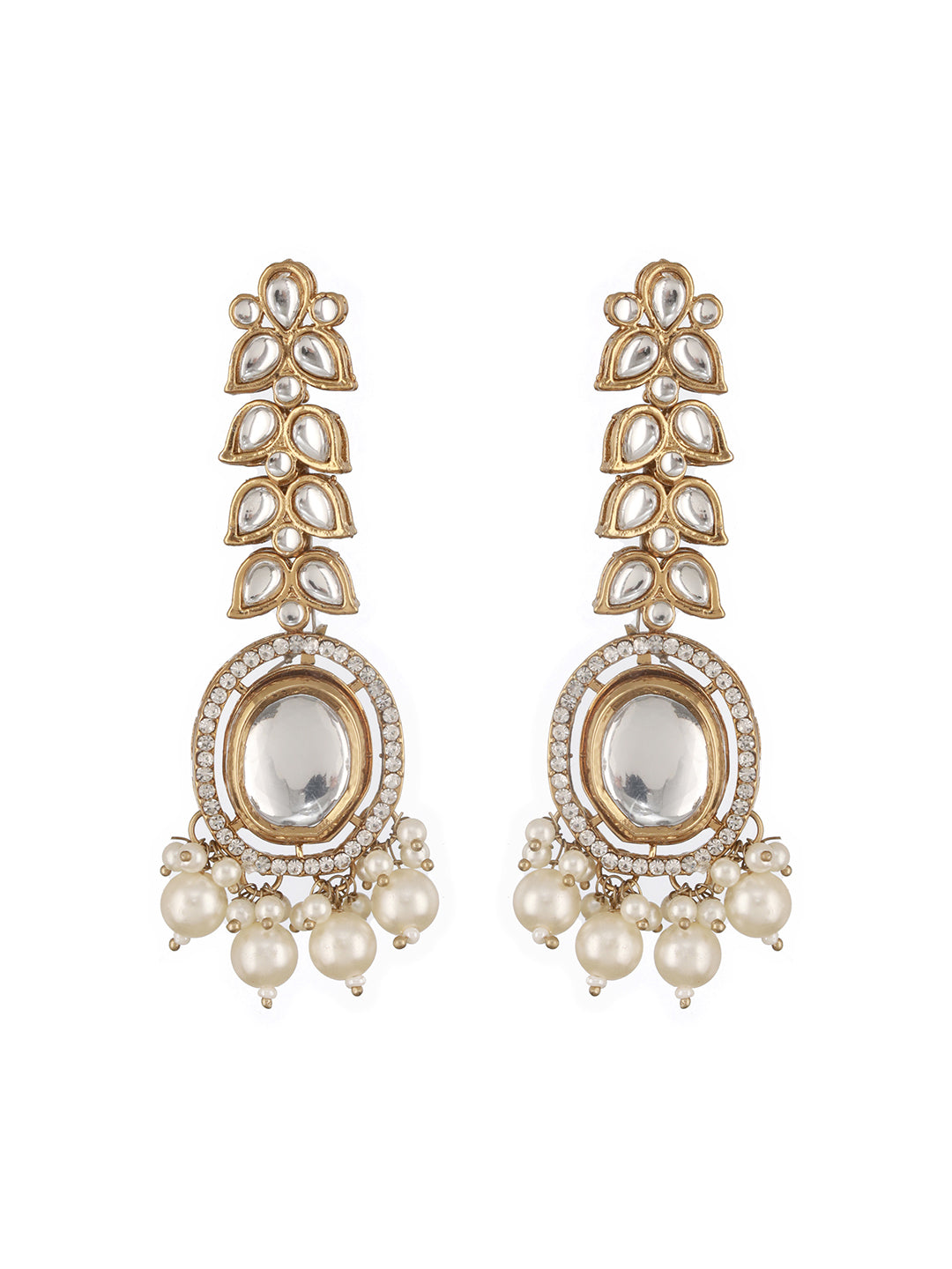 Jazz and Sizzle Gold-Plated Kundan Studded Classic Drop Earrings