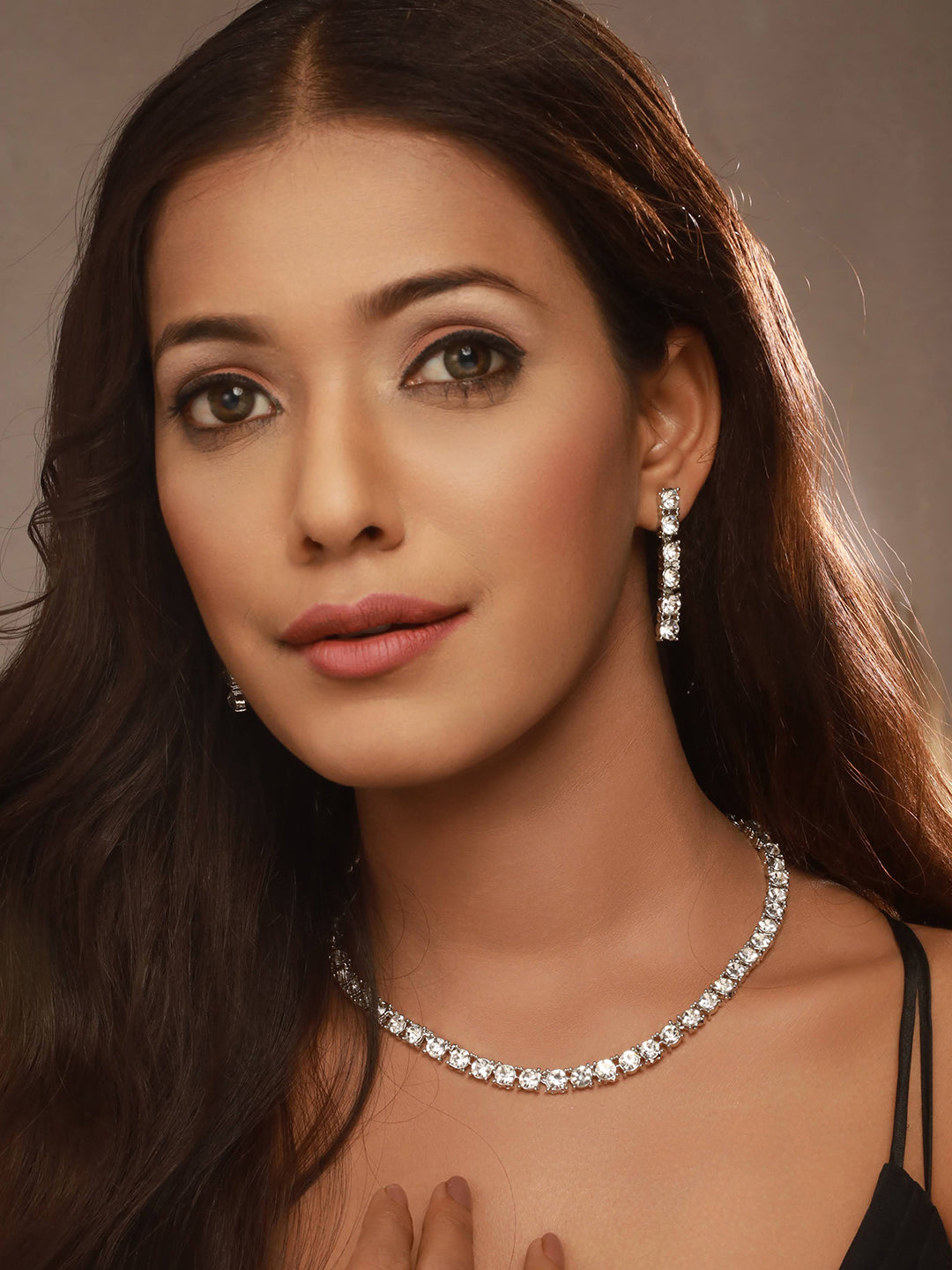 Rhodium-Plated AD-Studded Jewellery Set - Jazzandsizzle