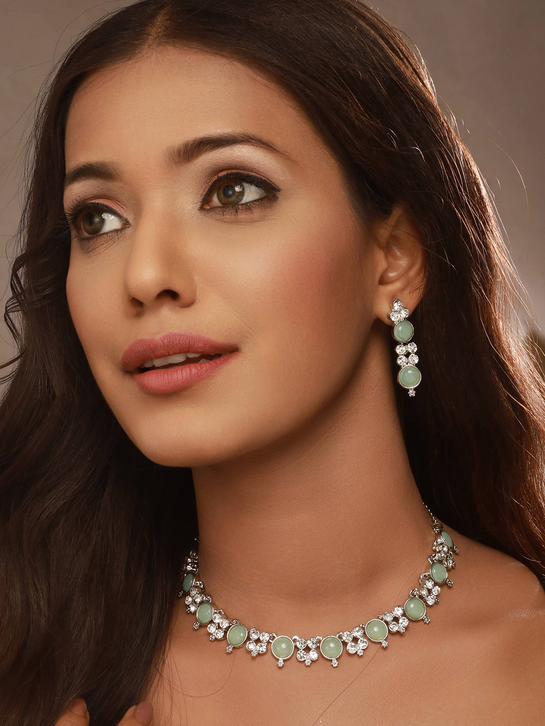 Rhodium-Plated AD-Studded Jewellery Set - Jazzandsizzle