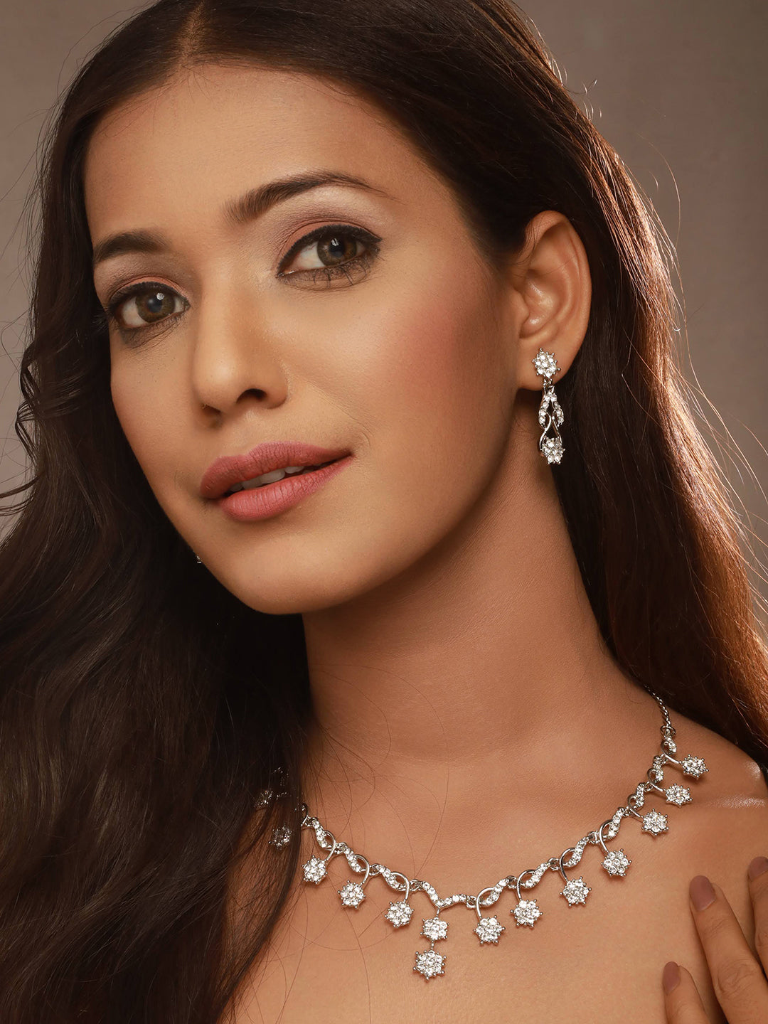 Rhodium-Plated AD-Studded Jewellery Set - Jazzandsizzle