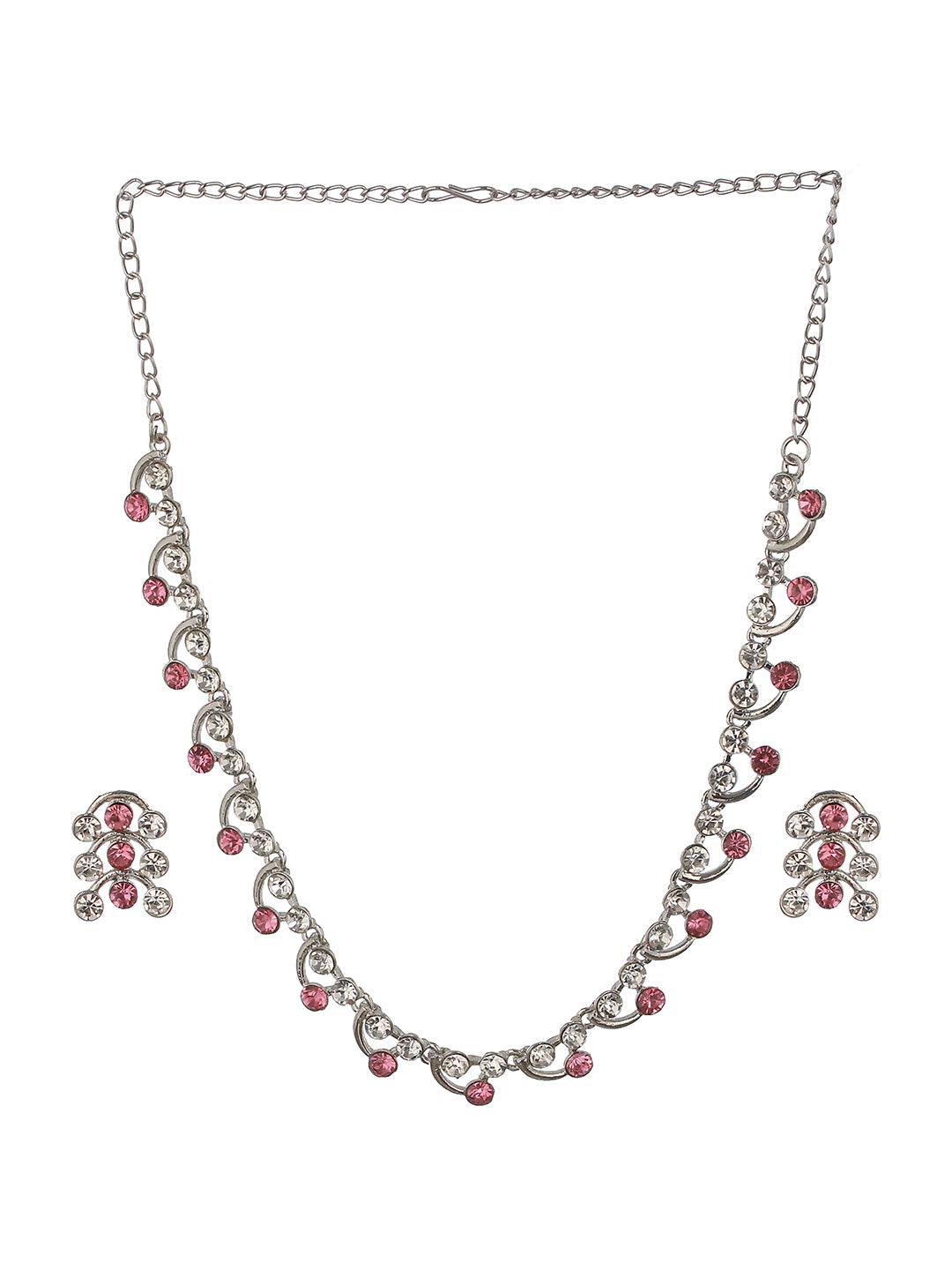 Rhodium-Plated American Diamond Studded Jewellery Set - Jazzandsizzle