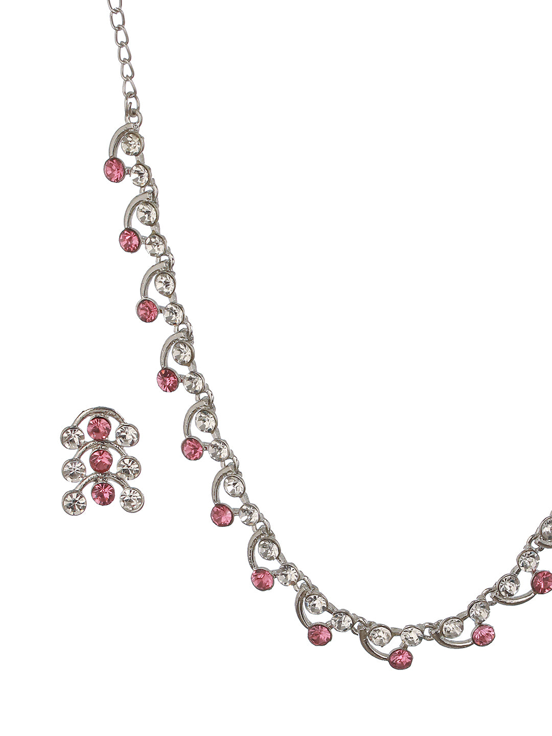 Rhodium-Plated American Diamond Studded Jewellery Set - Jazzandsizzle