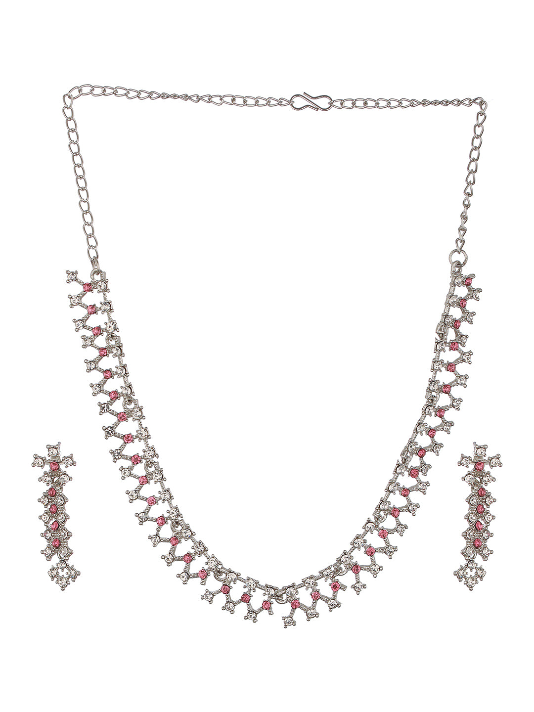 Rhodium-Plated AD-Studded Jewellery Set - Jazzandsizzle