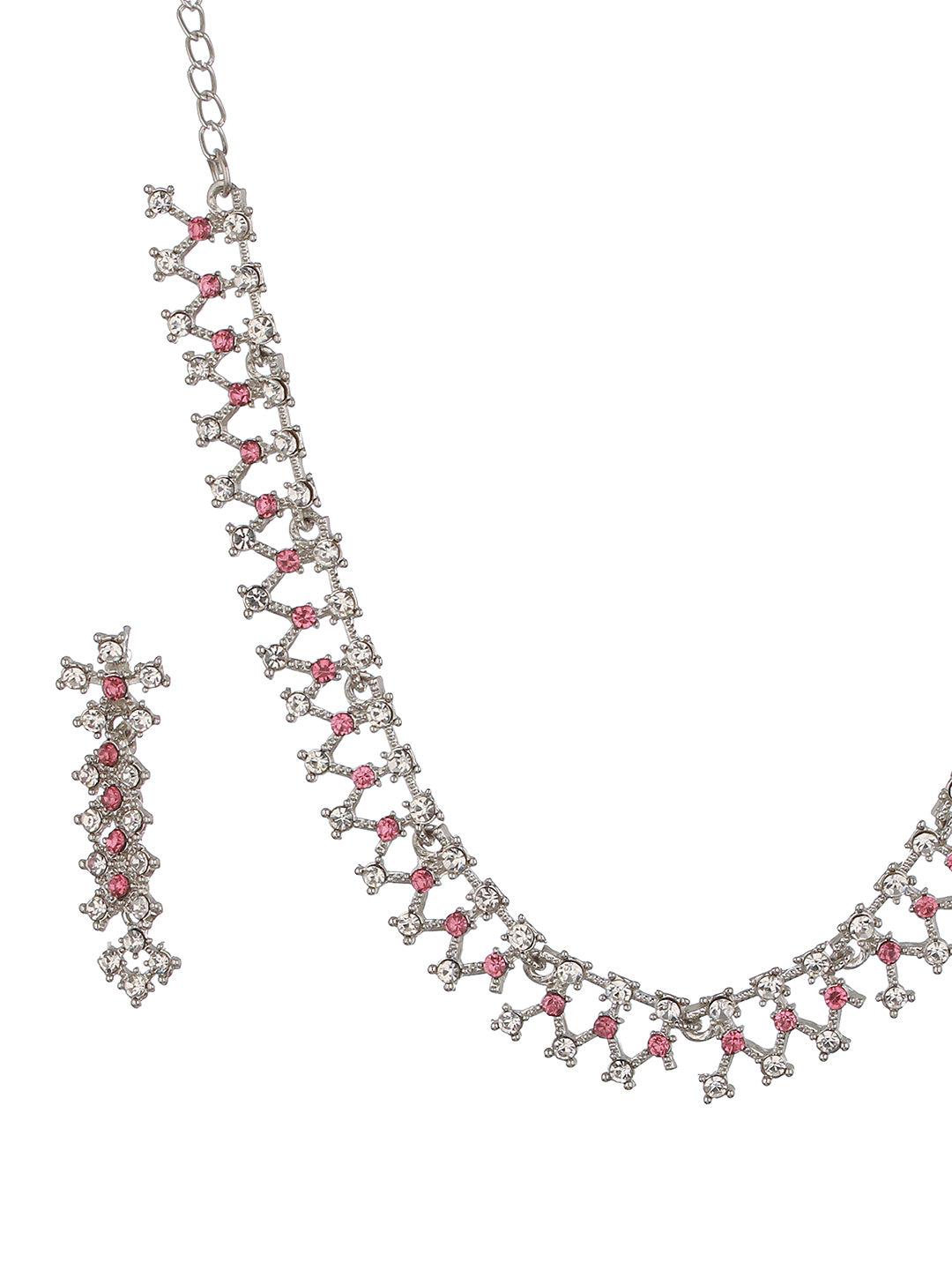 Rhodium-Plated AD-Studded Jewellery Set