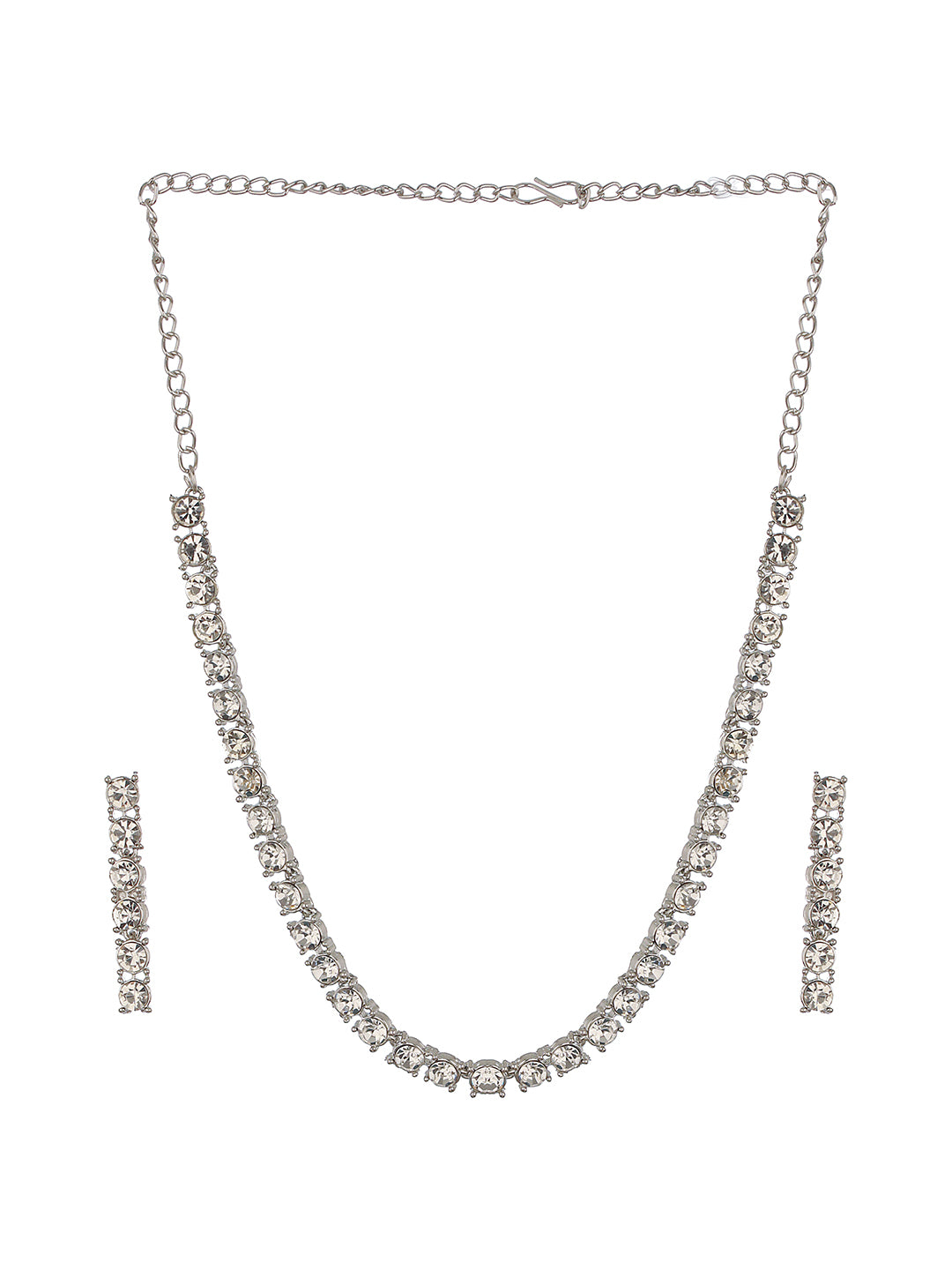 Rhodium-Plated AD-Studded Jewellery Set - Jazzandsizzle