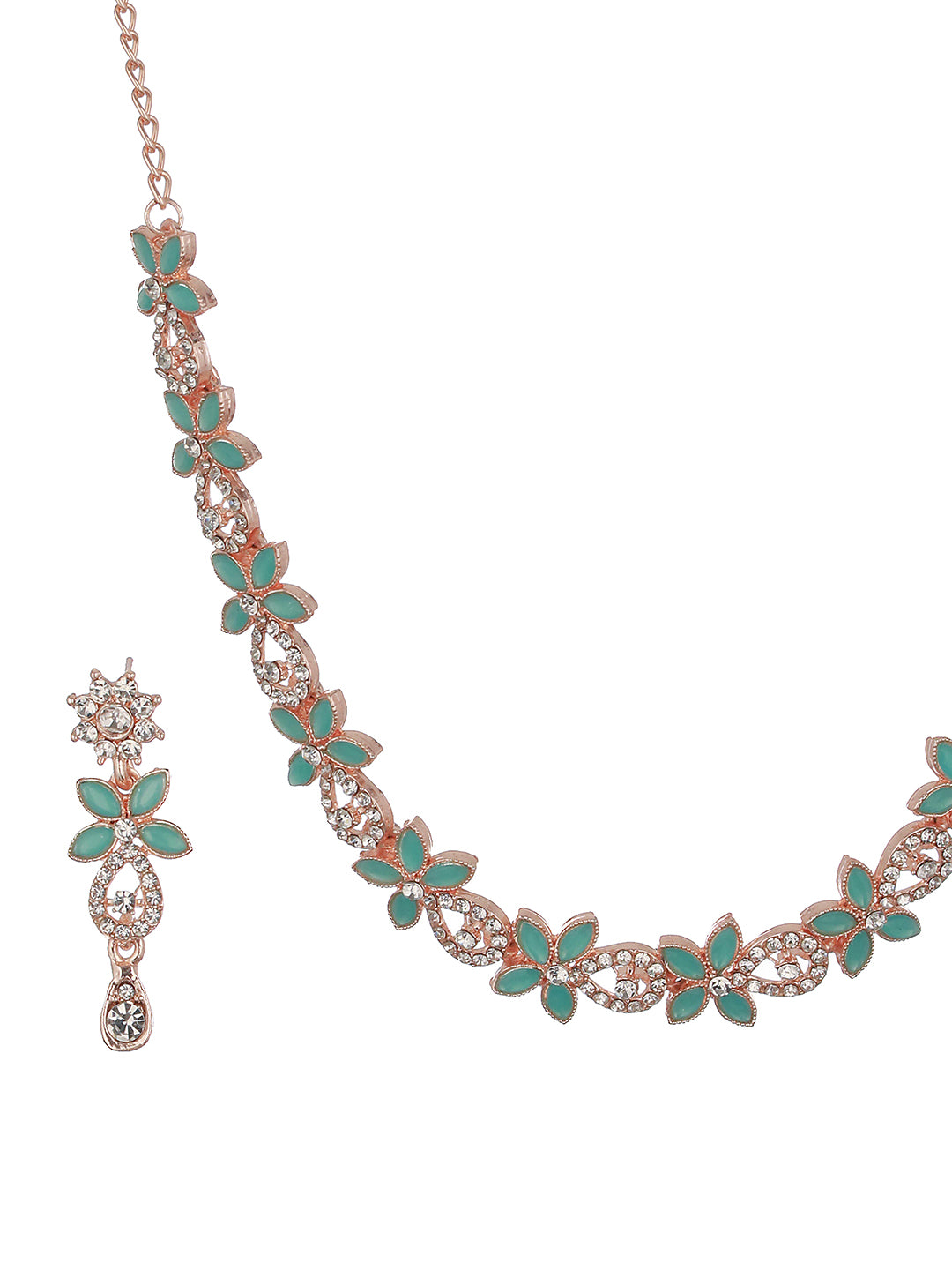 Rose Gold-Plated AD-Studded Jewellery Set - Jazzandsizzle