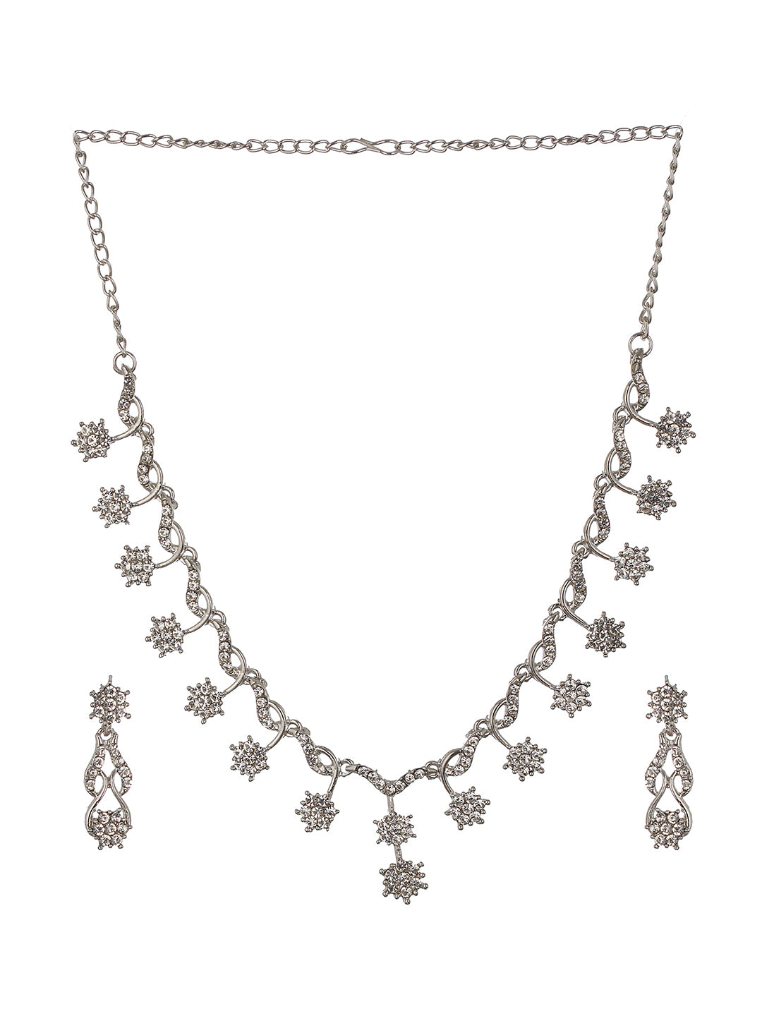 Rhodium-Plated AD-Studded Jewellery Set - Jazzandsizzle