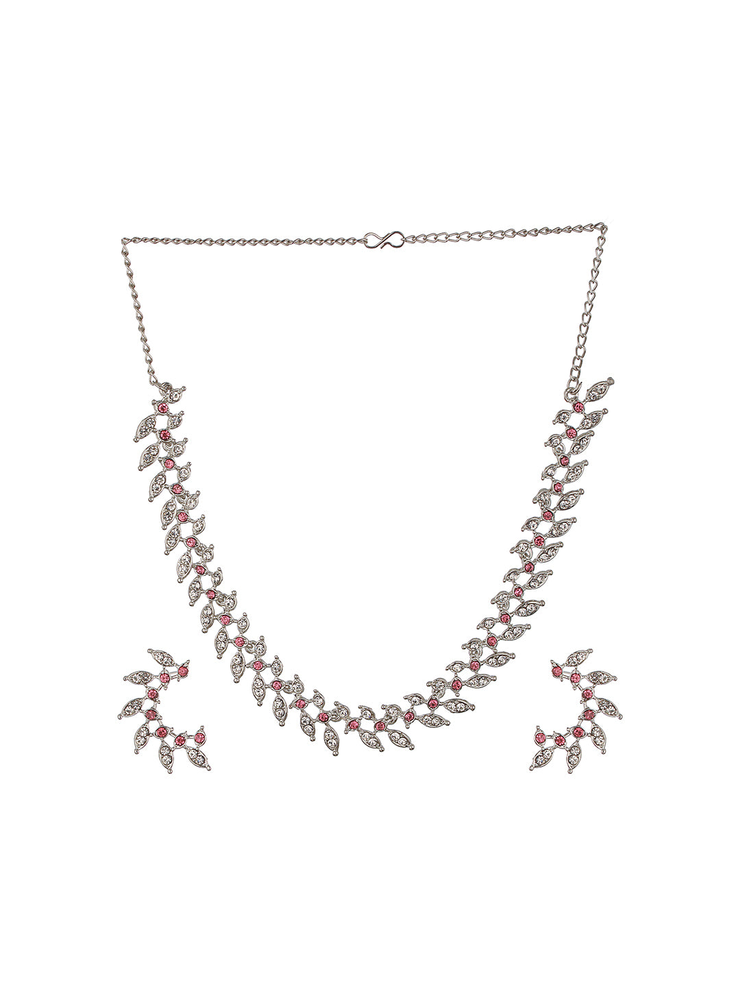 Rhodium-Plated American Diamond Studded Jewellery Set - Jazzandsizzle