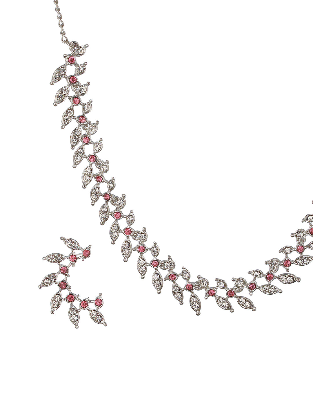 Rhodium-Plated American Diamond Studded Jewellery Set - Jazzandsizzle
