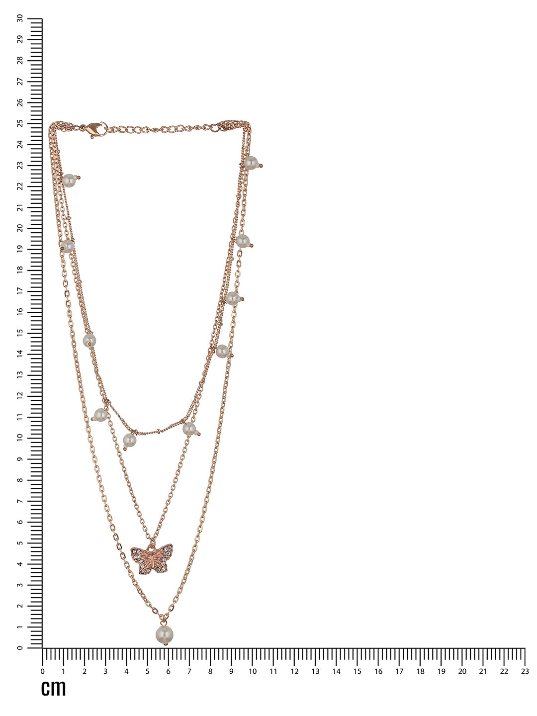 Gold-Plated Butterfly & Pearl Hanging Layered Necklace - Jazzandsizzle
