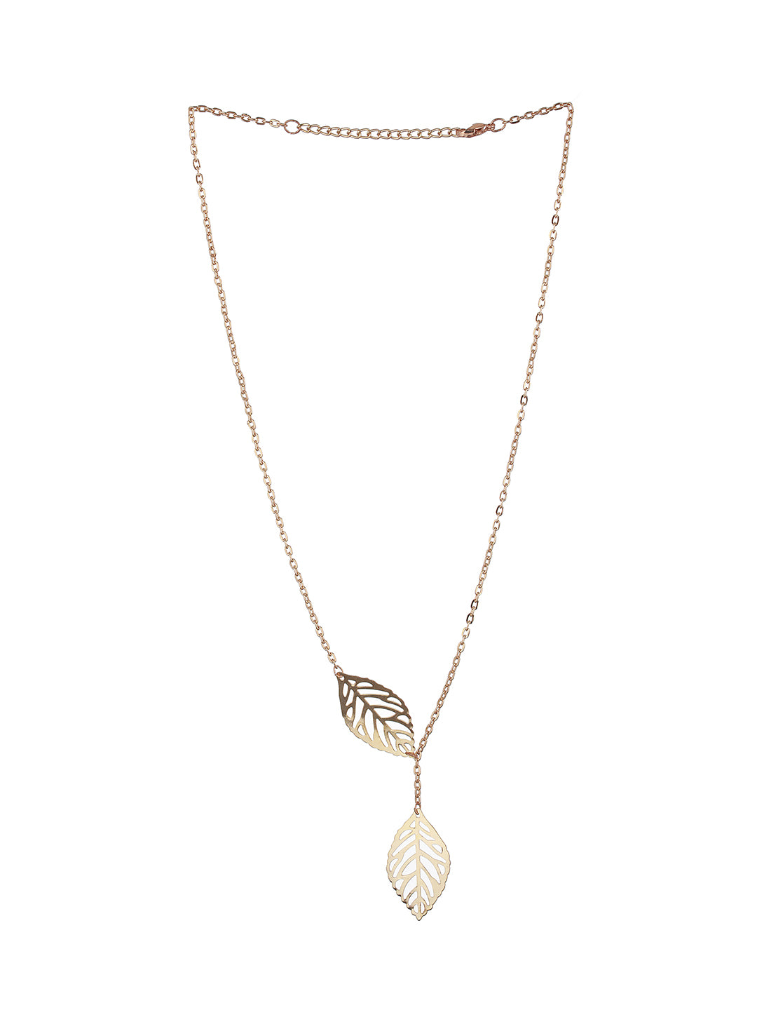 Set Of 2 Heart Enamelled Pendant & Leaf Charm Necklace